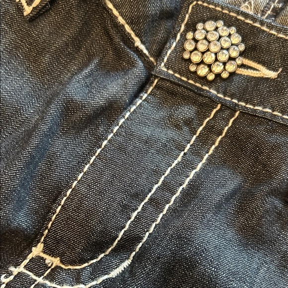 Rock 47 by Wrangler Women's Dark Blue Denim Jean SHORTS Bermuda Length Size 7/8 - Picture 6 of 10